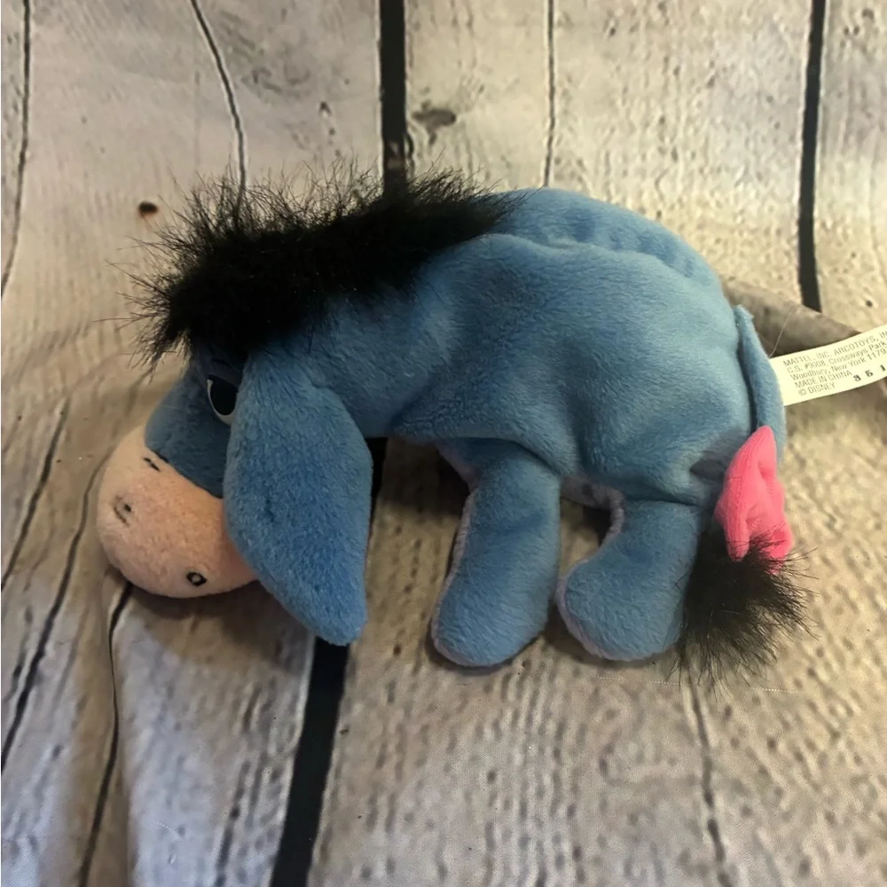 5/$20 ArcoToys‎ Mattel Disney Eyeore Detachable Tail Beanie Plush VTG  8” Pooh